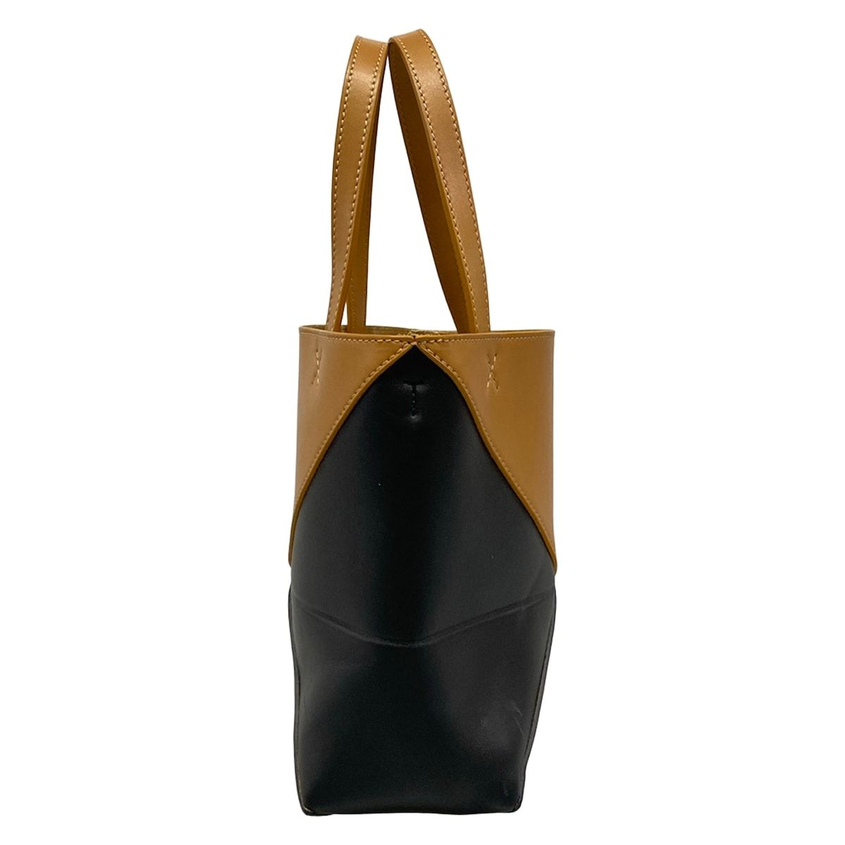 Loewe Tote Puzzle Fold Mini Black Warm Dessert Folding Bicolor — view 4