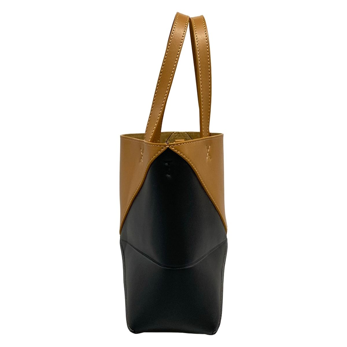 Loewe Tote Puzzle Fold Mini Black Warm Dessert Folding Bicolor — view 2