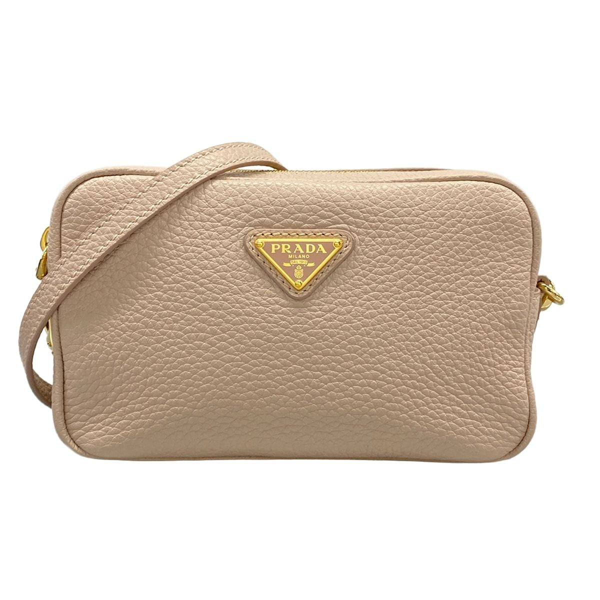 Prada Shoulder Bag Leather Light Pink Gold Strap Removable