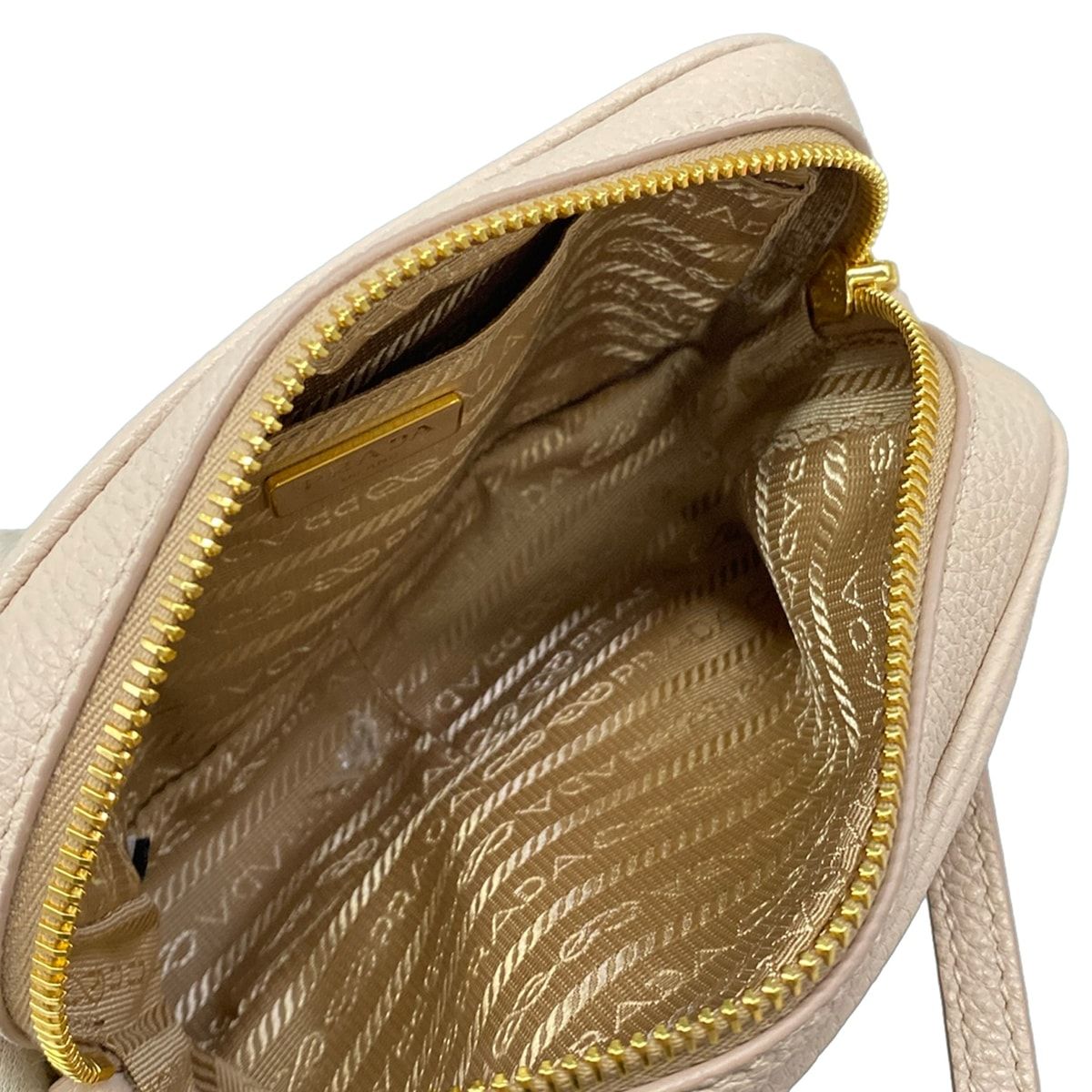 Prada Shoulder Bag Leather Light Pink Gold Strap Removable — view 7