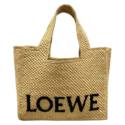 Loewe Tote Font Small Beige Brown Black Basket Embroidery Leather