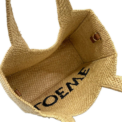 Loewe Tote Font Small Beige Brown Black Basket Embroidery Leather — view 7
