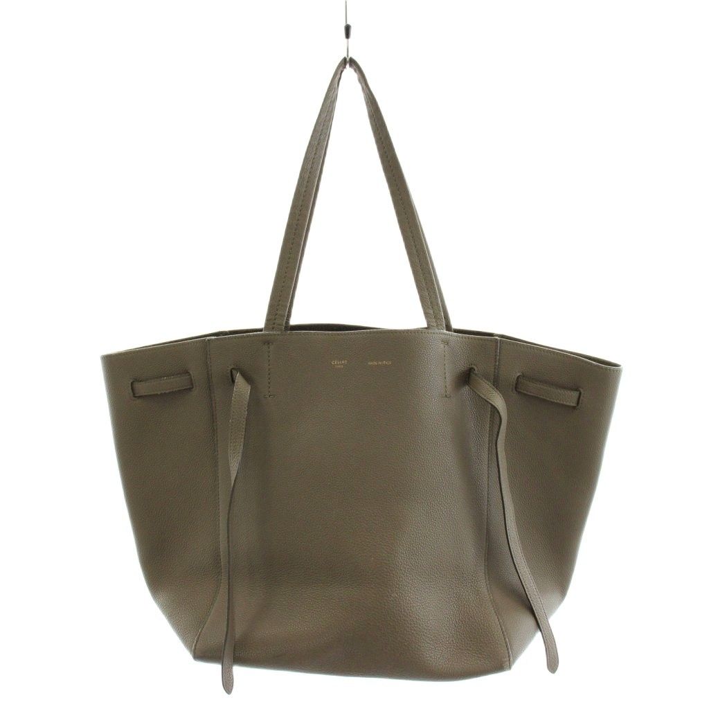 Celine Cabas Phantom Small with Tassel Tote Shoulder Bag Leather Gray