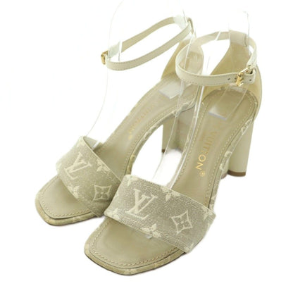 Louis Vuitton Silhouette Line Monogram Denim Strap Sandals Ankle Square