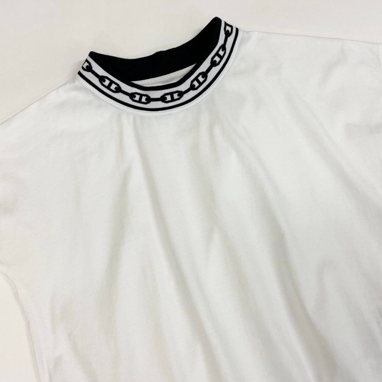 Hermes Chaine D'ancre Rib Knit Short Sleeve Top White Cotton Nylon Polyurethane — view 4