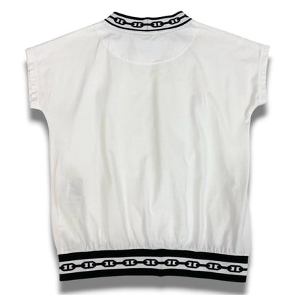 Hermes Chaine D'ancre Rib Knit Short Sleeve Top White Cotton Nylon Polyurethane — view 3