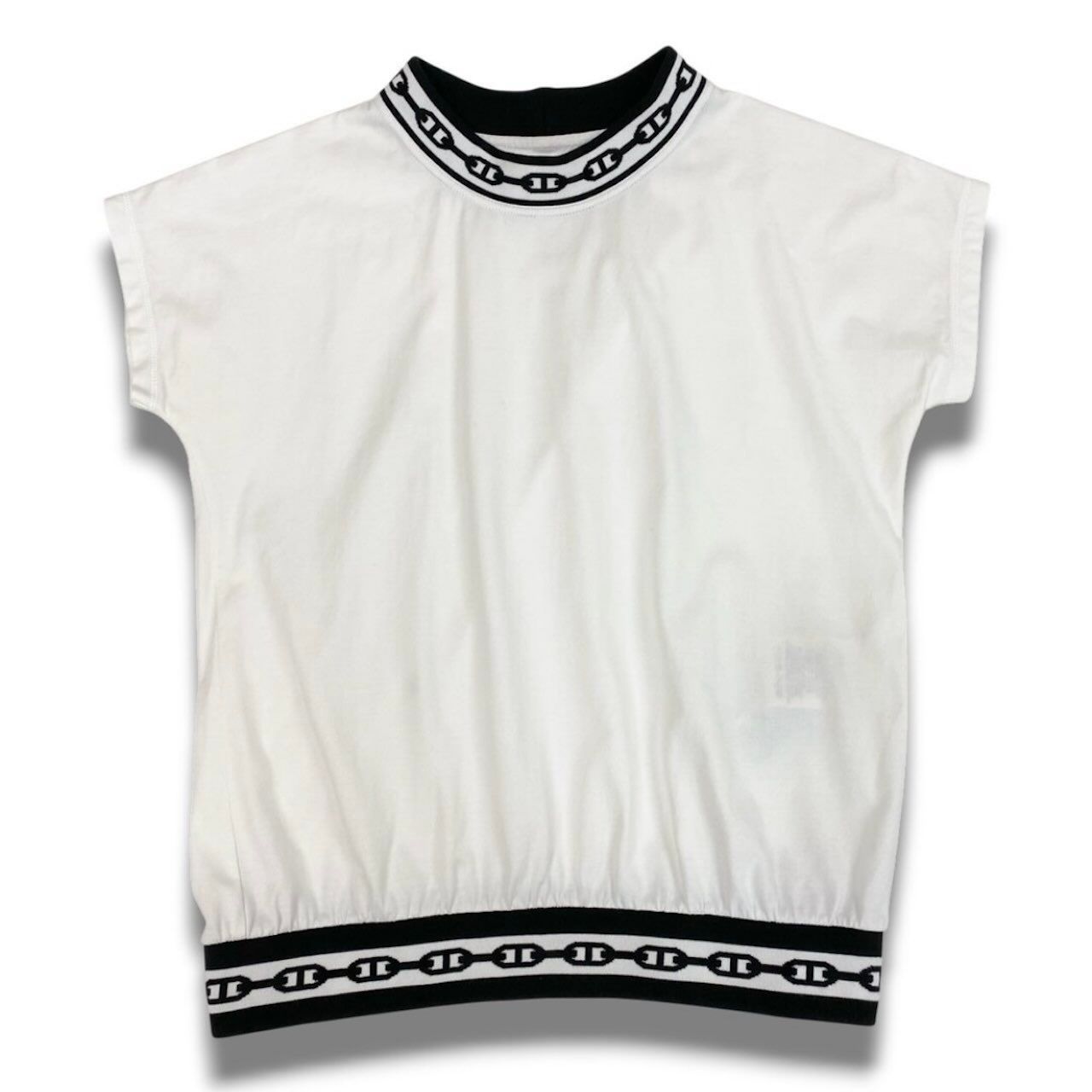 Hermes Chaine D'ancre Rib Knit Short Sleeve Top White Cotton Nylon Polyurethane — view 2
