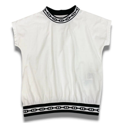 Hermes Chaine D'ancre Rib Knit Short Sleeve Top White Cotton Nylon Polyurethane — view 2