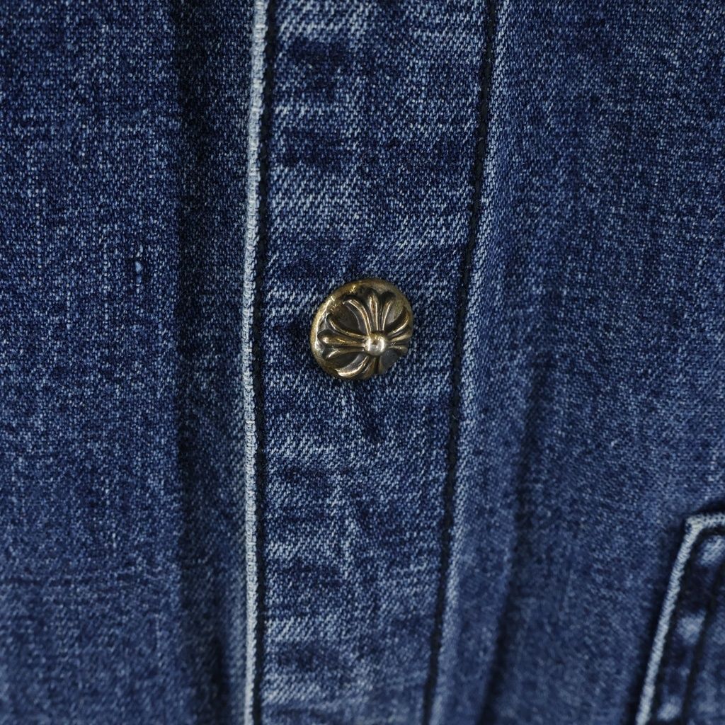 Chrome Hearts Last Bite Cross Ball Button Denim Long Sleeve Shirt Indigo — view 6