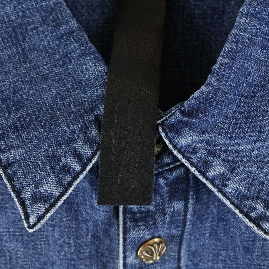 Chrome Hearts Last Bite Cross Ball Button Denim Long Sleeve Shirt Indigo — view 7
