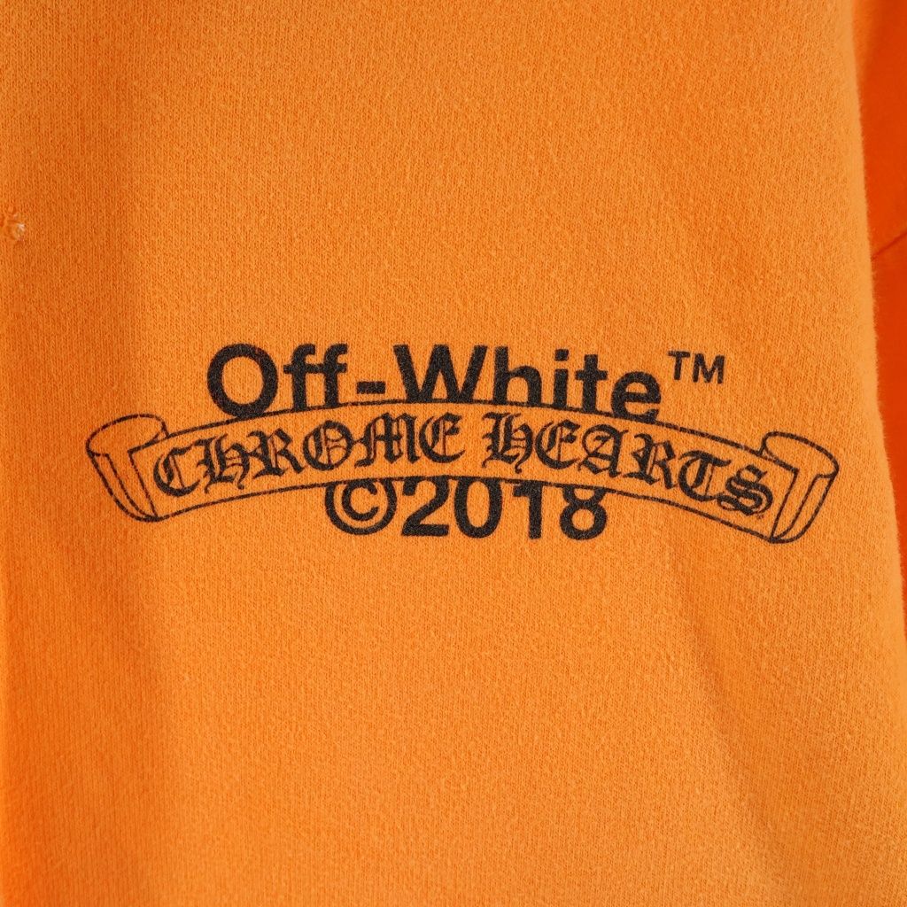 Chrome Hearts Off White HD Plvr Off Logo Print Pullover Hoodie Orange — view 3