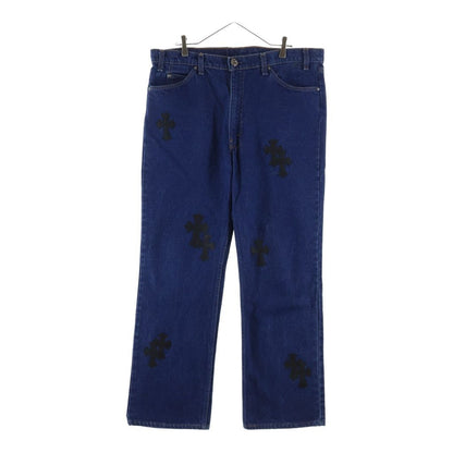 Chrome Hearts Vntg Jean Blu Orng Tab Cross Patch Washed Pants