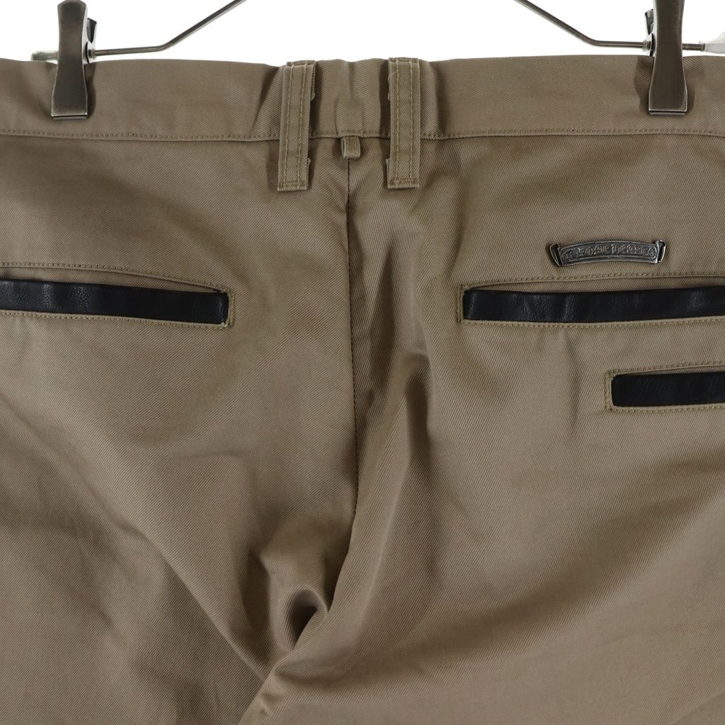 Chrome Hearts Chinos Cross Ball Button Leather Trim Chino Long Pants Beige — view 4