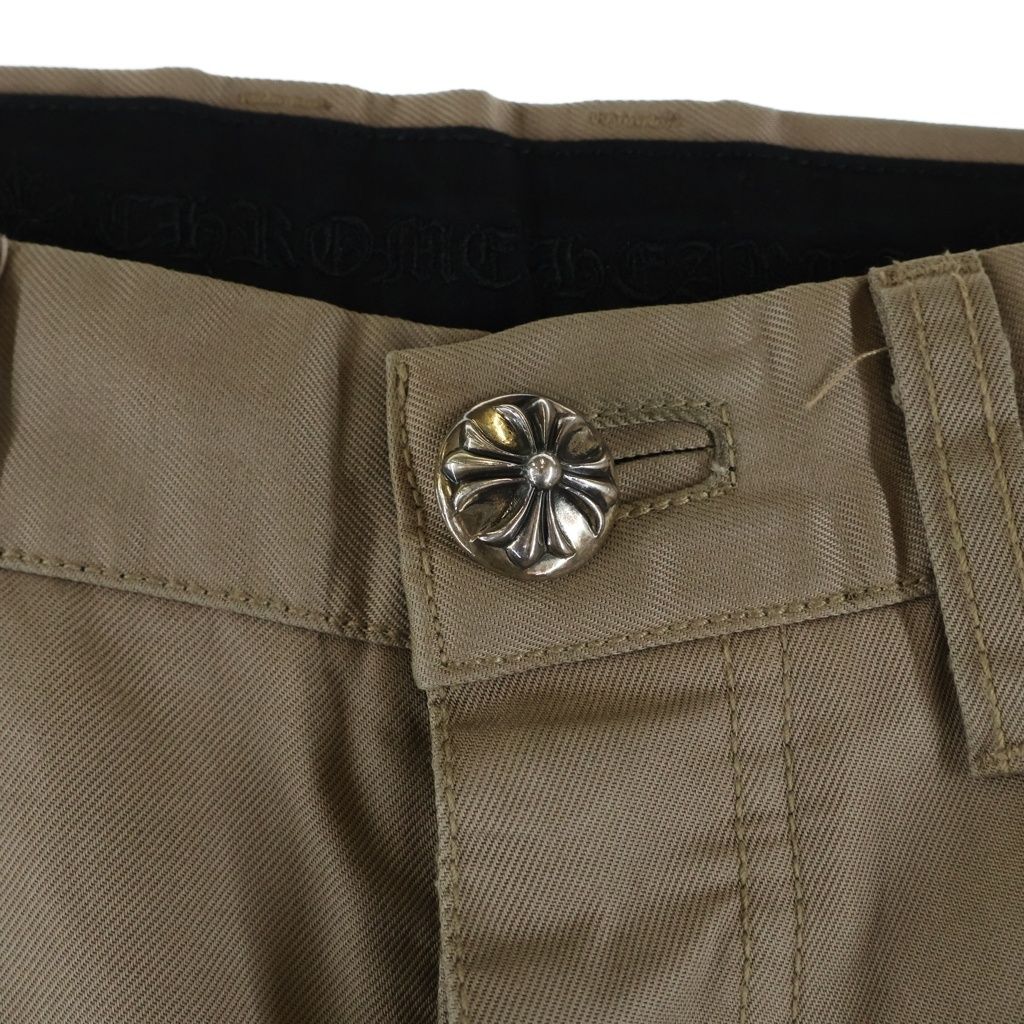 Chrome Hearts Chinos Cross Ball Button Leather Trim Chino Long Pants Beige — view 5