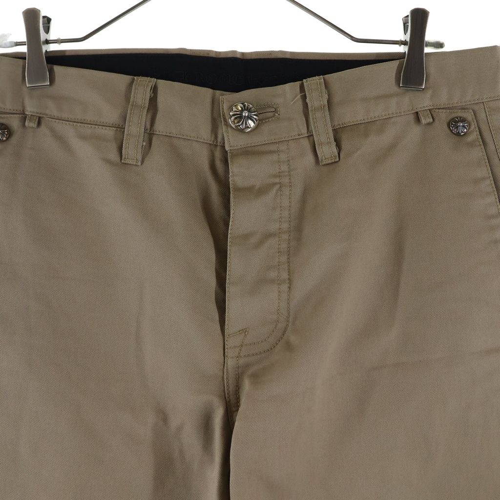 Chrome Hearts Chinos Cross Ball Button Leather Trim Chino Long Pants Beige — view 3