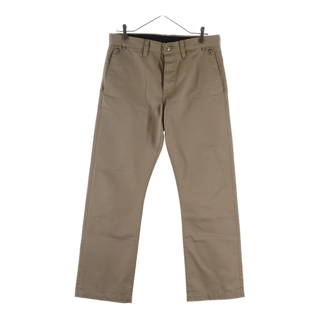 Chrome Hearts Chinos Cross Ball Button Leather Trim Chino Long Pants Beige