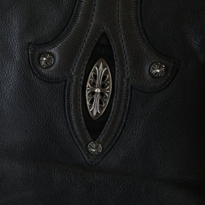 Chrome Hearts Zip Frnt CH Fleur Vest Back CH Flare Daga Zip Up Leather Black — view 7
