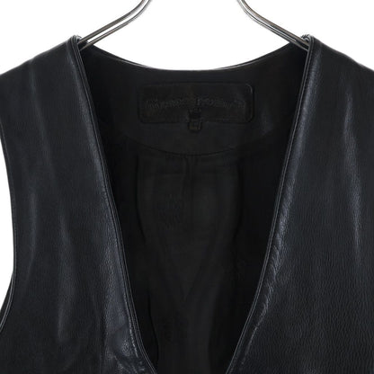 Chrome Hearts Zip Frnt CH Fleur Vest Back CH Flare Daga Zip Up Leather Black — view 3