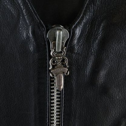 Chrome Hearts Zip Frnt CH Fleur Vest Back CH Flare Daga Zip Up Leather Black — view 5