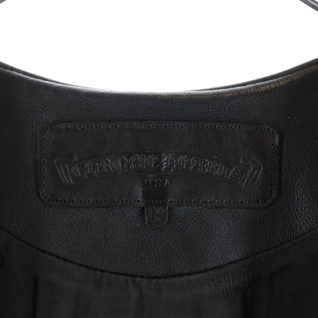 Chrome Hearts Zip Frnt CH Fleur Vest Back CH Flare Daga Zip Up Leather Black — view 8