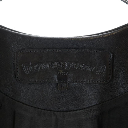 Chrome Hearts Zip Frnt CH Fleur Vest Back CH Flare Daga Zip Up Leather Black — view 8