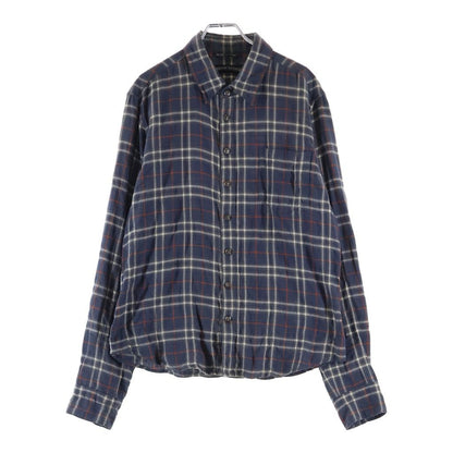 Chrome Hearts Loose End Cross Ball Button Long Sleeve Check Shirt Navy