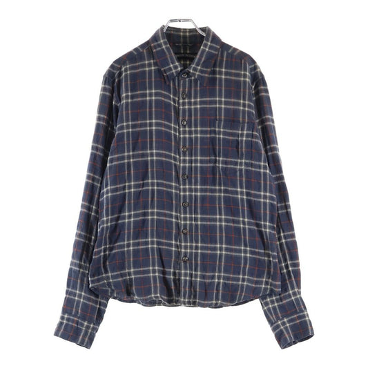 Chrome Hearts Loose End Cross Ball Button Long Sleeve Check Shirt Navy