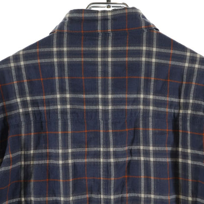 Chrome Hearts Loose End Cross Ball Button Long Sleeve Check Shirt Navy — view 4
