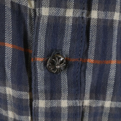 Chrome Hearts Loose End Cross Ball Button Long Sleeve Check Shirt Navy — view 5
