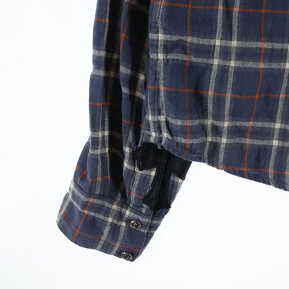 Chrome Hearts Loose End Cross Ball Button Long Sleeve Check Shirt Navy — view 6