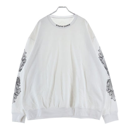 Chrome Hearts Love You Neck Logo Sleeve Floral Print Crew Sweatshirt White