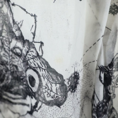 Dior Ethnic Allover Pattern Tunic Cotton Shirt White Black — view 6