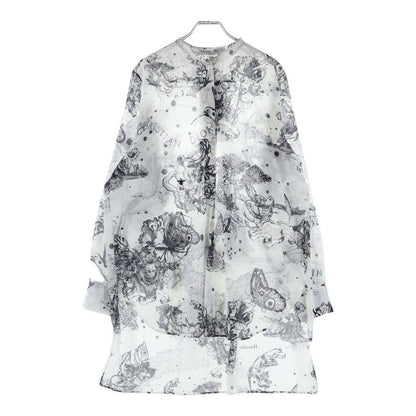 Dior Ethnic Allover Pattern Tunic Cotton Shirt White Black