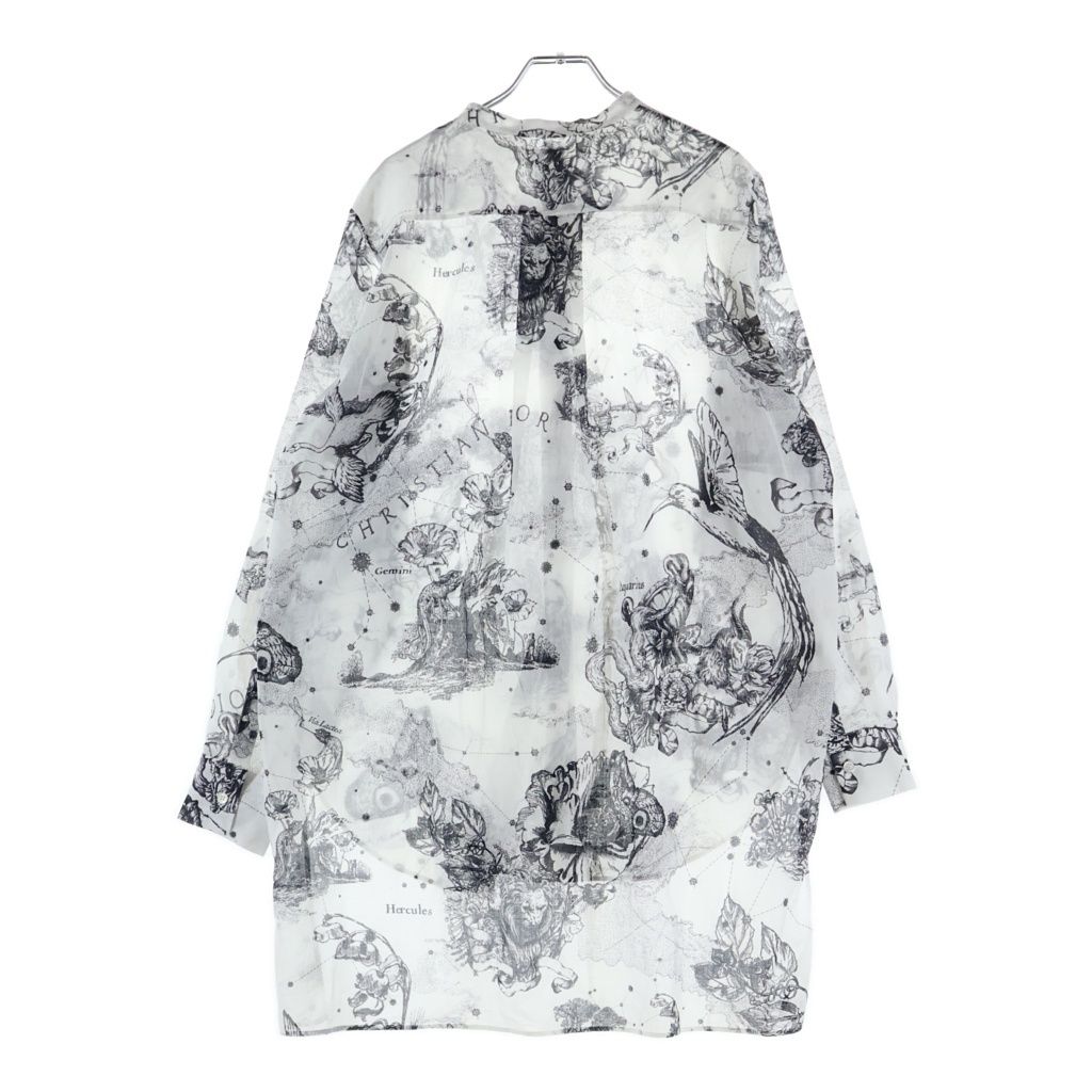 Dior Ethnic Allover Pattern Tunic Cotton Shirt White Black — view 2