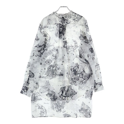 Dior Ethnic Allover Pattern Tunic Cotton Shirt White Black — view 2