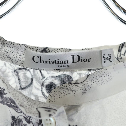 Dior Ethnic Allover Pattern Tunic Cotton Shirt White Black — view 7