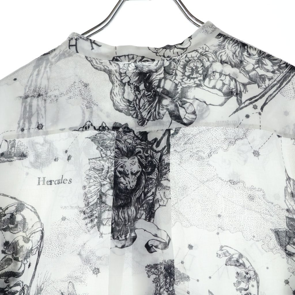 Dior Ethnic Allover Pattern Tunic Cotton Shirt White Black — view 4