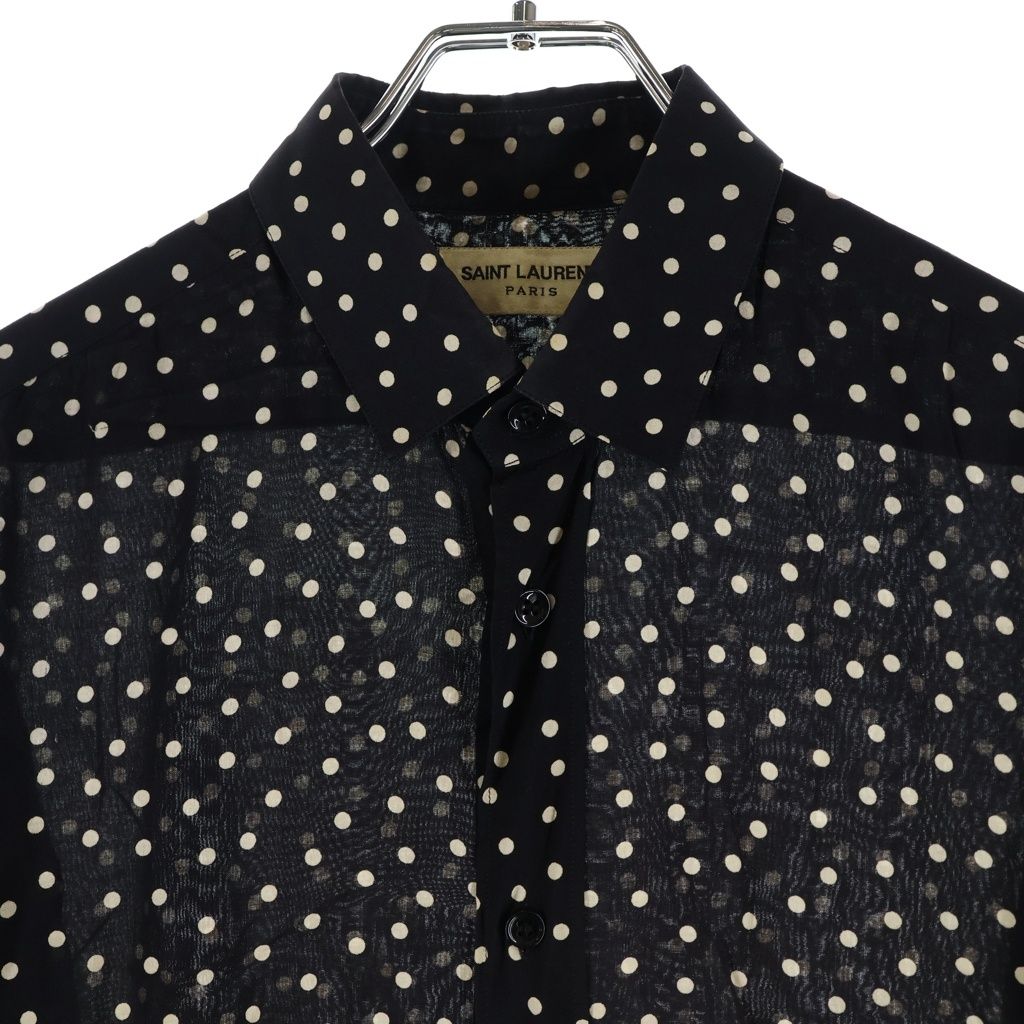 Saint Laurent Paris Polka Dot Shirts Dot Rayon Long Sleeve Shirt Black — view 3