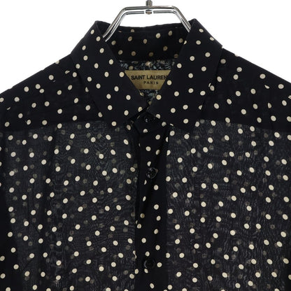 Saint Laurent Paris Polka Dot Shirts Dot Rayon Long Sleeve Shirt Black — view 3
