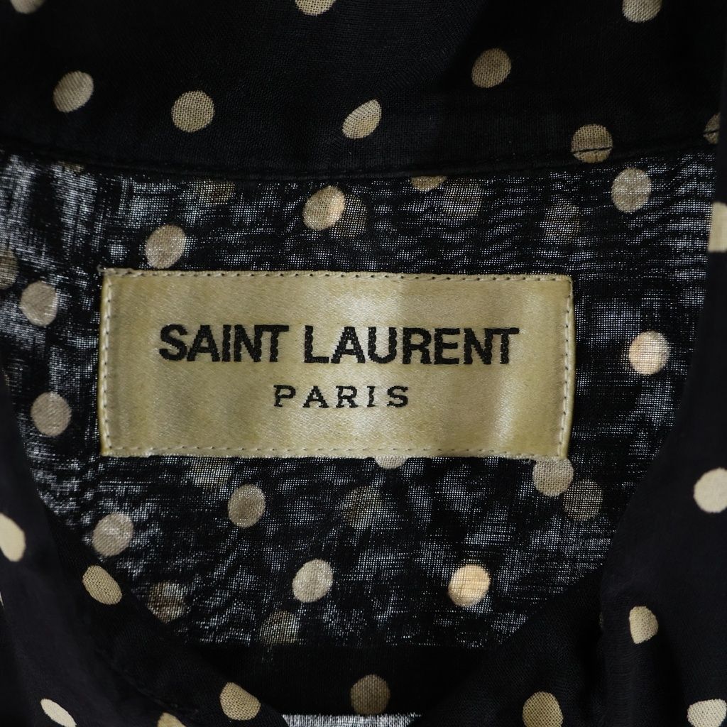 Saint Laurent Paris Polka Dot Shirts Dot Rayon Long Sleeve Shirt Black — view 6