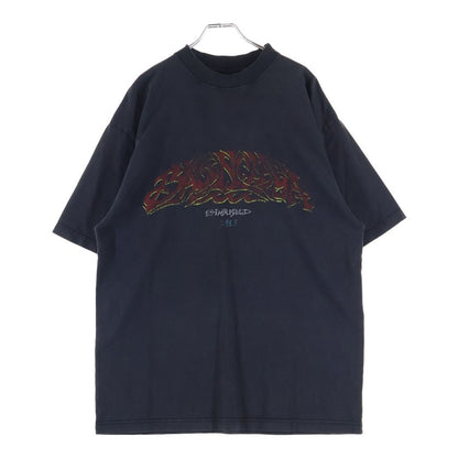 Balenciaga Double Sided Logo Print Mock Neck Short Sleeve T-Shirt Black