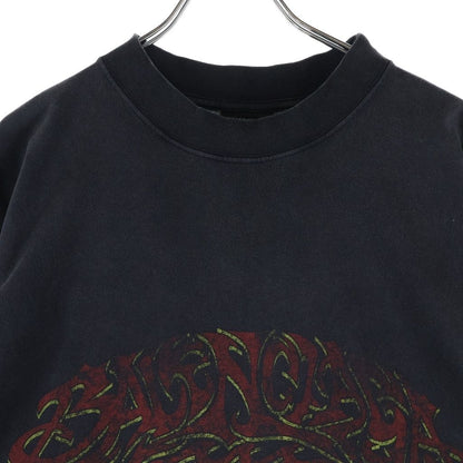 Balenciaga Double Sided Logo Print Mock Neck Short Sleeve T-Shirt Black — view 3