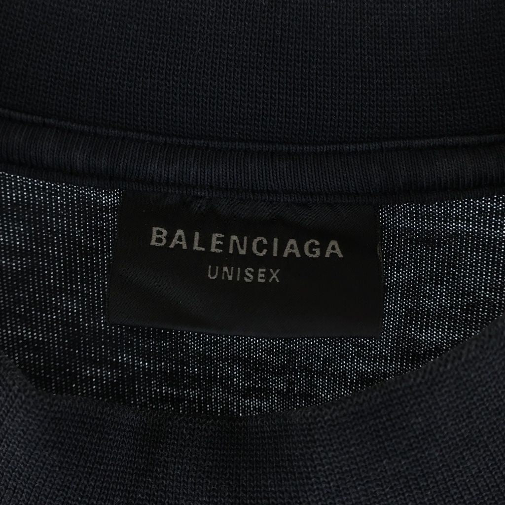 Balenciaga Double Sided Logo Print Mock Neck Short Sleeve T-Shirt Black — view 6