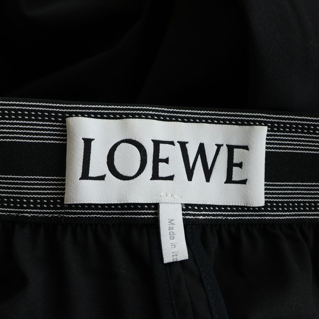Loewe Logo Embroidery Trousers Cropped Pants Black — view 7