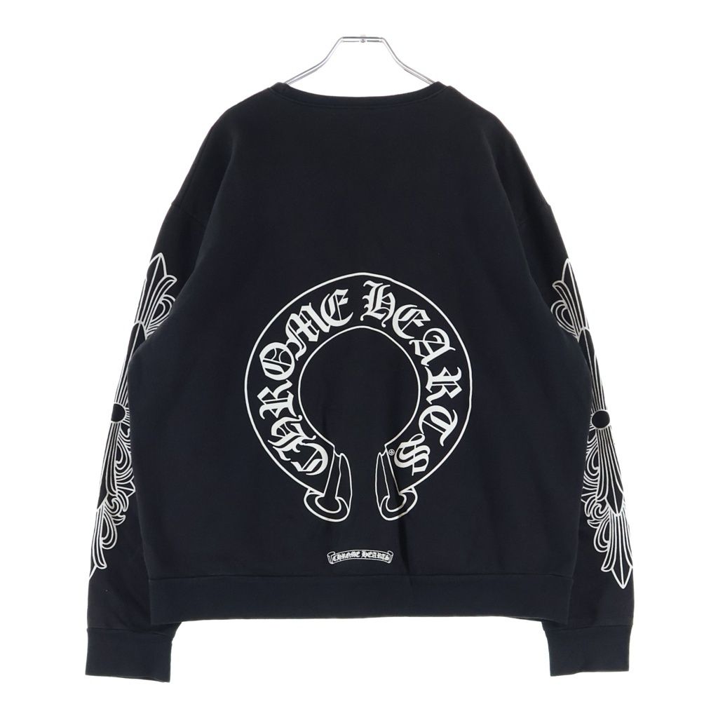 Chrome Hearts Sweatshirt Plvr Horseshoe Arm Floral Cross Back Horse Sleeve