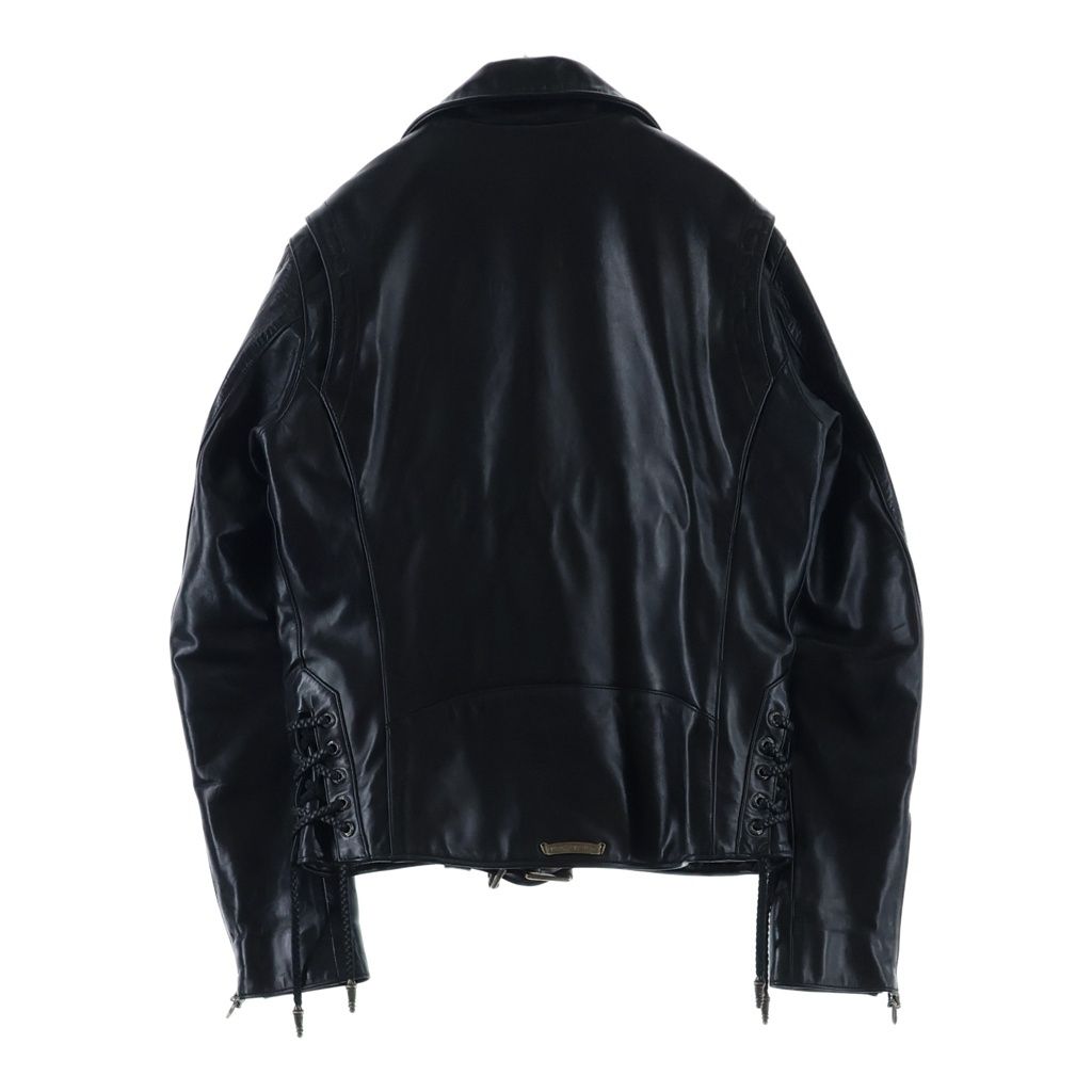 Chrome Hearts JJ Dean Daga Zip Rider's Jacket Hose Leather Black — view 2
