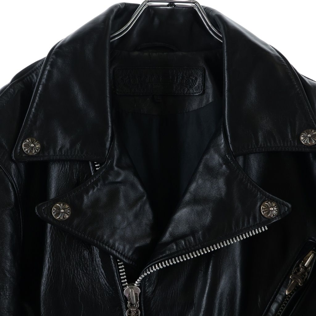 Chrome Hearts JJ Dean Daga Zip Rider's Jacket Hose Leather Black — view 3