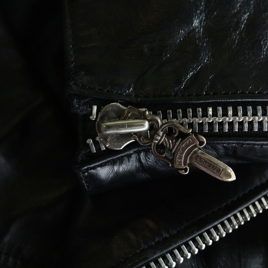 Chrome Hearts JJ Dean Daga Zip Rider's Jacket Hose Leather Black — view 6