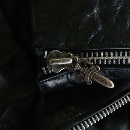 Chrome Hearts JJ Dean Daga Zip Rider's Jacket Hose Leather Black — view 6
