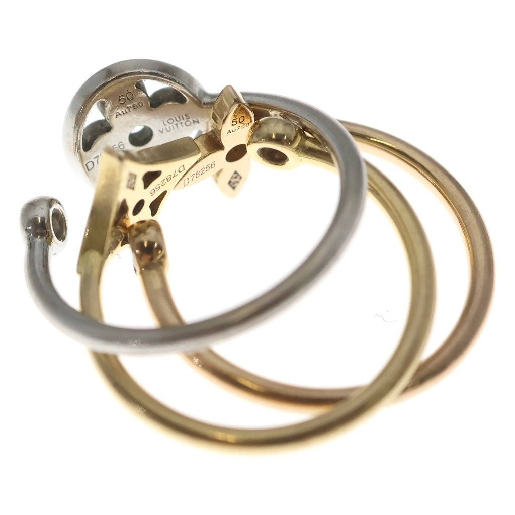Louis Vuitton Monogram Idylle Trinity Ring Triple Strand 18k Yellow Gold WG PG — view 5